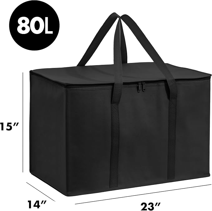 Carrywell (Not Made In China) Insulated Food Delivery and Catering Bags 2-Pack, XXXL Pizza Delivery and Reusable Warming Bag, Thermal Insulation Tote for Hot and Cold Food, Doordash