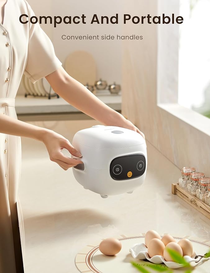 COMFEE' Mini Rice Cooker with 6-Functions, 2-Cups Uncooked Rice