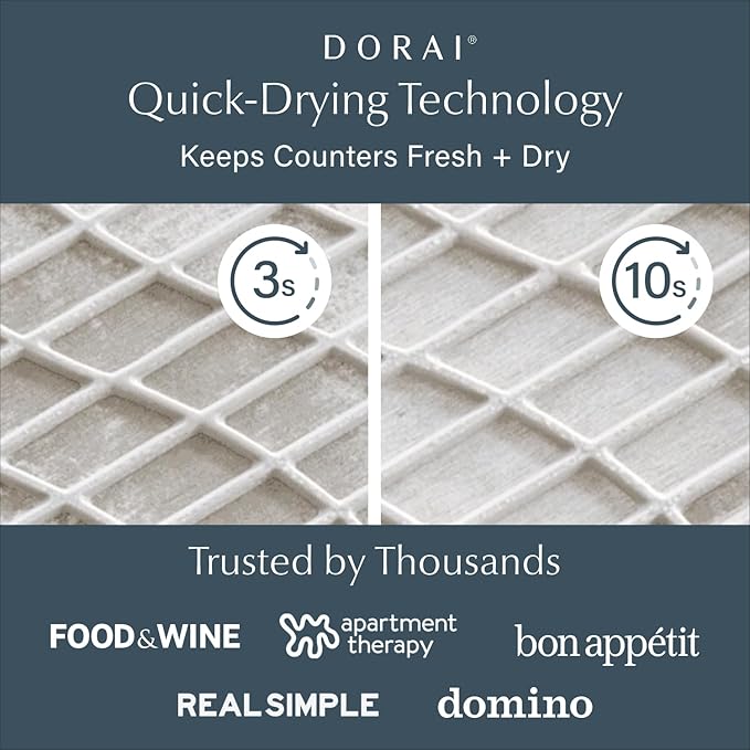 Dorai Home Dish Pad - Collapsable Stone Dish Drying Mat with Diatomaceous Earth for Quick Drying - Ultra Absorbent - Encased in Silicone - Eco-Friendly, Foldable - Original 19.9"x15.2" Sandstone
