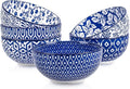 Selamica Ceramic Cereal Bowls Set of 6, 24 Oz Deep Soup Bowls for Kitchen, 5.9 Inch Porcelain Dessert Bowls for Salad, Pasta, Oatmeal, Ramen, Microwave Dishwasher Safe, Set of 6, Vintage Blue