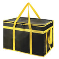 Bodaon Insulated Food Delivery Bag, XXXL Grocery Bags, Black-Yellow, 1Pk | Pizza Delivery Bags for Hot and Cold Food, Commercial, Large Capacity Reusable Warming Bag, Catering Cooler Bag for Rideshare