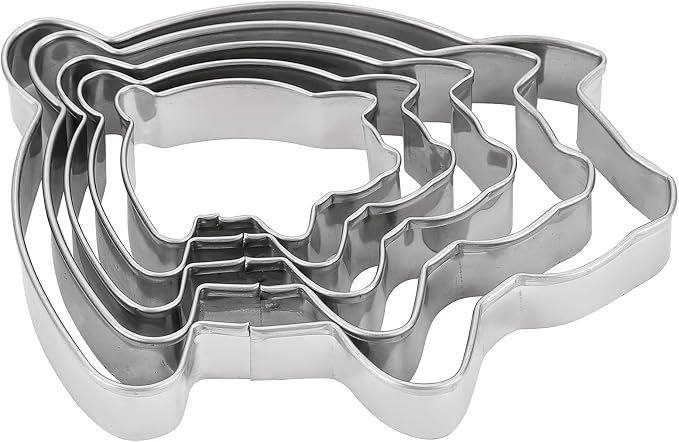 MrCookie Pig Cookie Cutters Set, 5pc Thickened Stainless Steel.