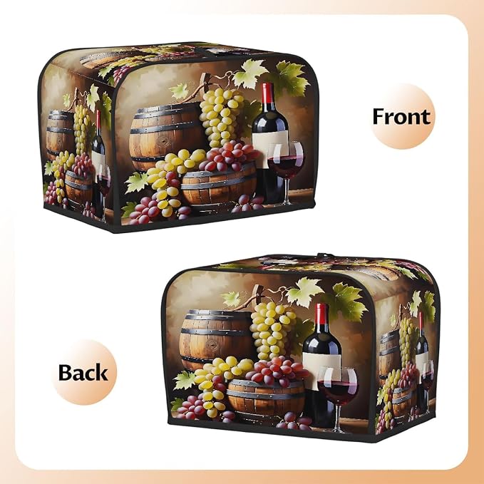 2 Slice Toaster Cover Grapes Red Wine Vintage Toaster Covers Two Slice Wide Slot Waterproof and Dustproof Covers for Wide Slot Toasters and Small Appliances Kitchen Decor Gifts