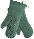 Xlnt Extra Long Oven Mitts (Green) | Teflon EcoElite Water Repellent | Heat Resistant for Oven Cooking, Grill & BBQ | Non Slip Gloves with Teflon EcoElite Finish, Cotton Lining & Hanging Loop