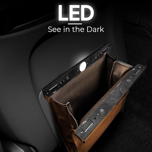 COZILO LED Car Trash Can Leak-Proof,Strong Magnetic Fast Closing Car Trash Bin as Cars Organizers and Storage,Cars Garbage Can with Automotive Trashs Bag for Backseat,Console,Door