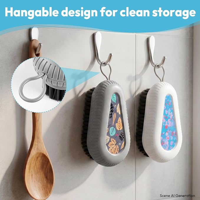 Fruit and Vegetable Brush, Multi-Purpose Produce Scrubber Brush with Non-Slip Handle & Hanging Loop
