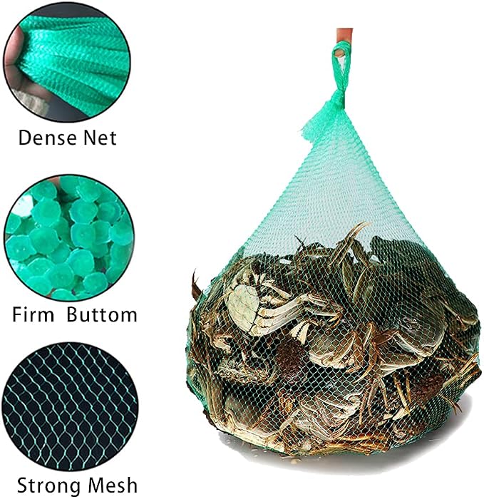 TEMUCY Plastic Mesh Produce Bags, 24 Inch Seafood Boil Bags for Crawfish Crab Shellfish Cooking (Green-100PCS)