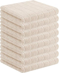 Homaxy 100% Cotton Terry Kitchen Towels, 8 Pack, Beige | Ultra Soft and Absorbent Dish Towels for Kitchen, Suitable for Drying and Washing Dishes