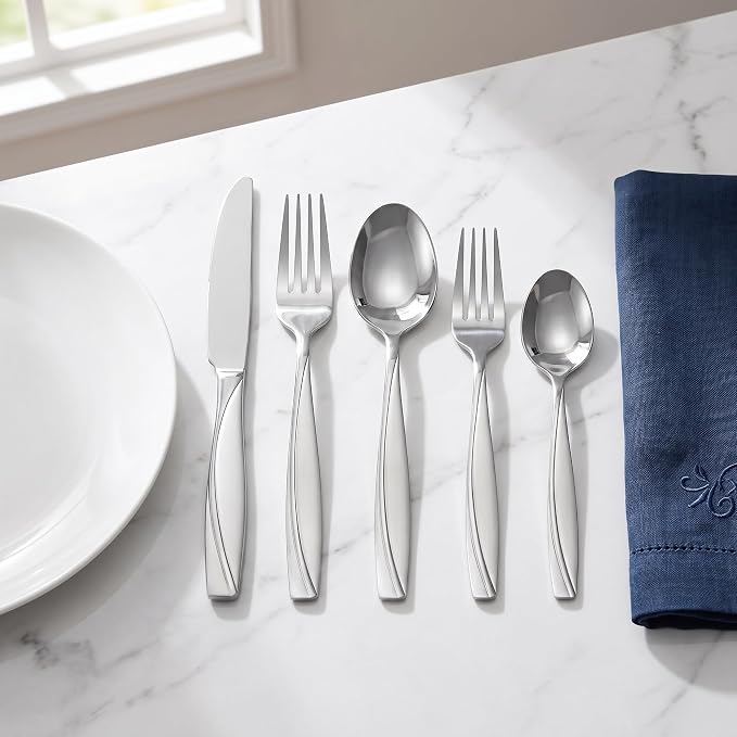40-Piece Stainless Steel Silverware Set for 8 | Grade 430 Classic Pattern Flatware Set, Heavy Fork Spoon Knife Set for Home, Restaurant, Apartment, Hotel, Dishwasher Safe