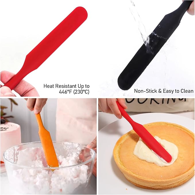 Silicone Jar Spatula Set for Chocolate, Scraping | 4 Pcs silicone jar spatulas Non-Stick Heat Resistant Ideal for cake Cream, butter & baking(4 colors, 9.8 inch)