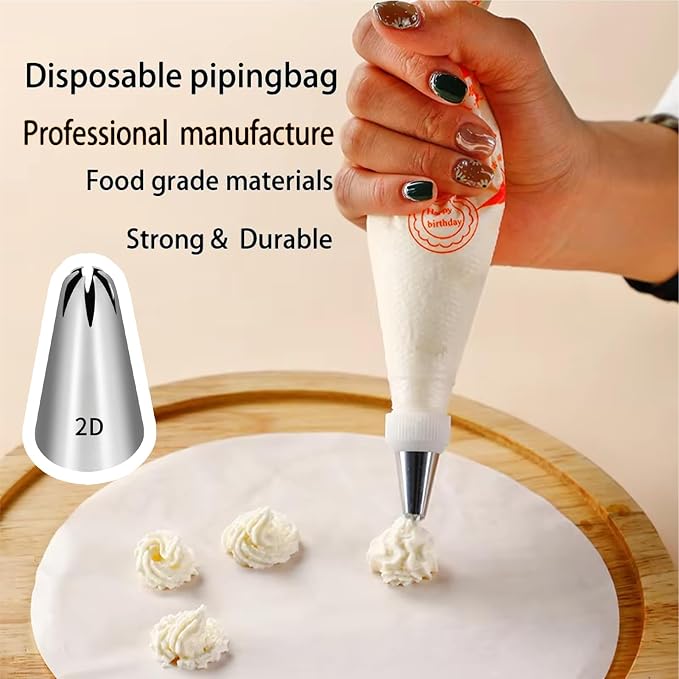5 Pcs 2D Piping Tip,Stainless Steel | For Cookie And Cake Decorating, DIY Cream.