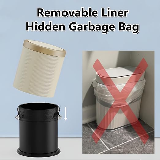 URALFA Bathroom Trash Can Automatic Touchless, Motion Sensor Trash Can | 3.7 Gal Bathroom Garbage Can with Lid, Smart Waterproof Trash Bin for Bedroom, Office, Restroom, Cream White and Gold