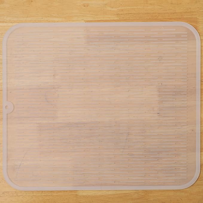 MicoYang Silicone Dish Drying Mat for Multiple Usage,Easy clean,Eco-friendly,Heat-resistant Silicone Mat for Kitchen Counter or Sink,Refrigerator or Drawer Liner Translucent 2XL 24 inches x 18 inches