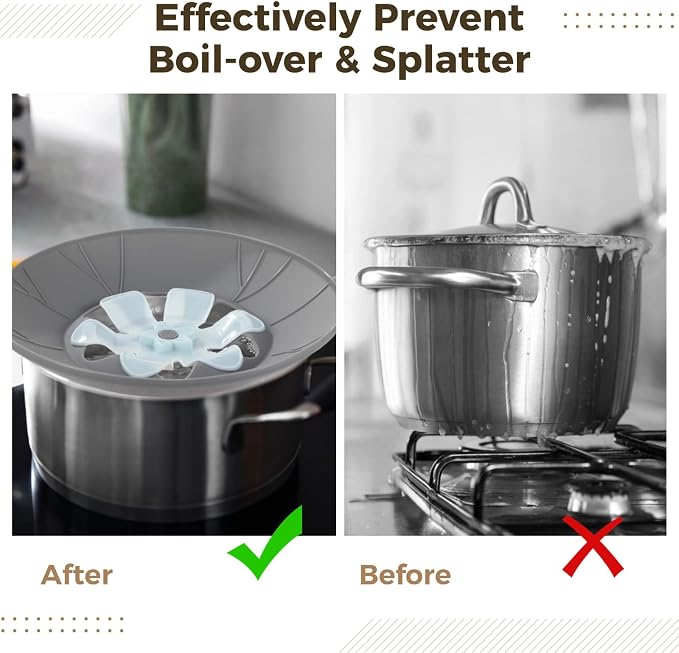 3 Pcs Silicone Spill Stopper Lids, 3 Sizes Splatter Covers, Reusable Lids with Flower Vent, Universal Pot Covers, Boil-Over Protectors, Safe for Microwave, Oven, Stovetop, Dishwasher