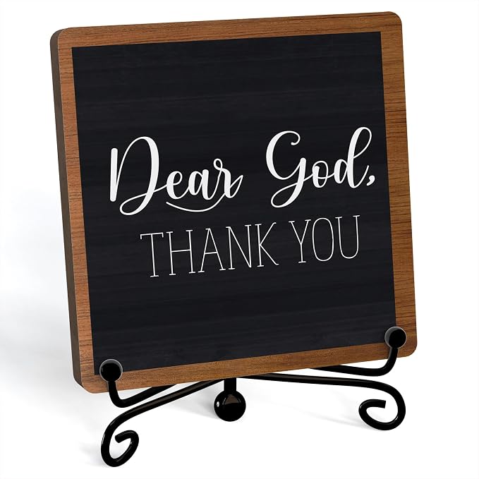 Modern Farmhouse Decor, Home Decor For Living Room, Boho Chic Aesthetic Shelf Decorations, Christian Dear God Sign, Farm House Entryway Tv Stand Fireplace Coffee Table Decoration (02)