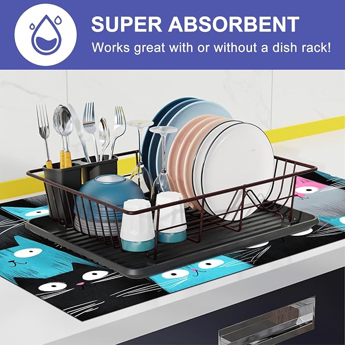 HOMETITUTE Stove Top Cover 28x20 Colorful Cat Heat Resistant Mat