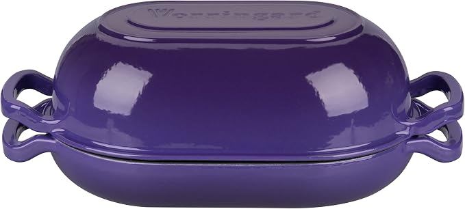 VORRINGARD Enameled Cast Iron Sourdough Bread Oven, Dutch Oven, Loaf Cast Iron Bread Pan for Homemade Bread Baking, Meatloaf Pan with Lid, 5QT, Purple