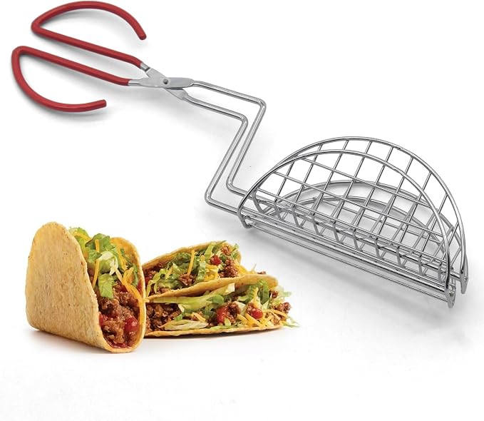 Taco Shell Tongs for Frying by StarBlue - 1 Units 6 Inch U-shapedEasy-Grip Tool for Making Crispy Taco Shells - Heat-Resistant and Dishwasher Safe