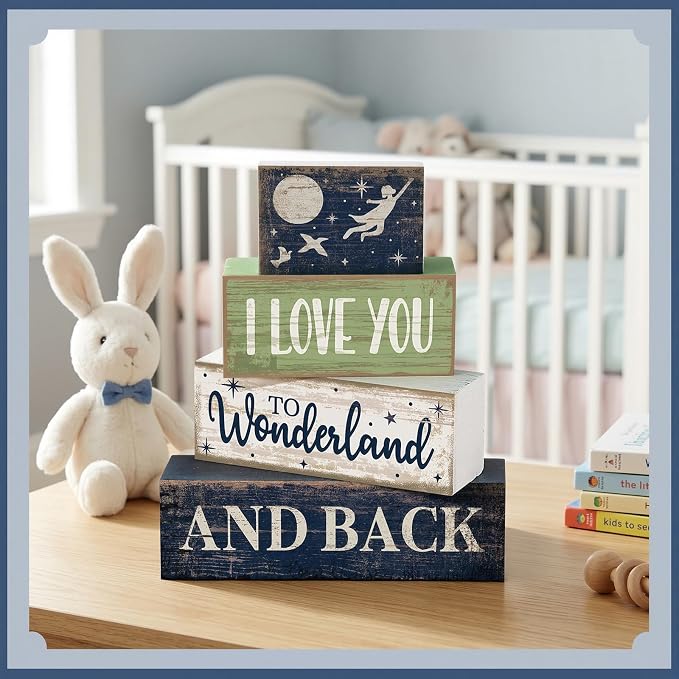 Lineshading 4 Pcs Wooden Farmhouse Block Signs Tiered Tray Decor, Newborn | Rustic Table Decor for School, Beach, Travel Themes, Christmas Sunflower Displays, Farmhouse Gift Signs for Home Tray