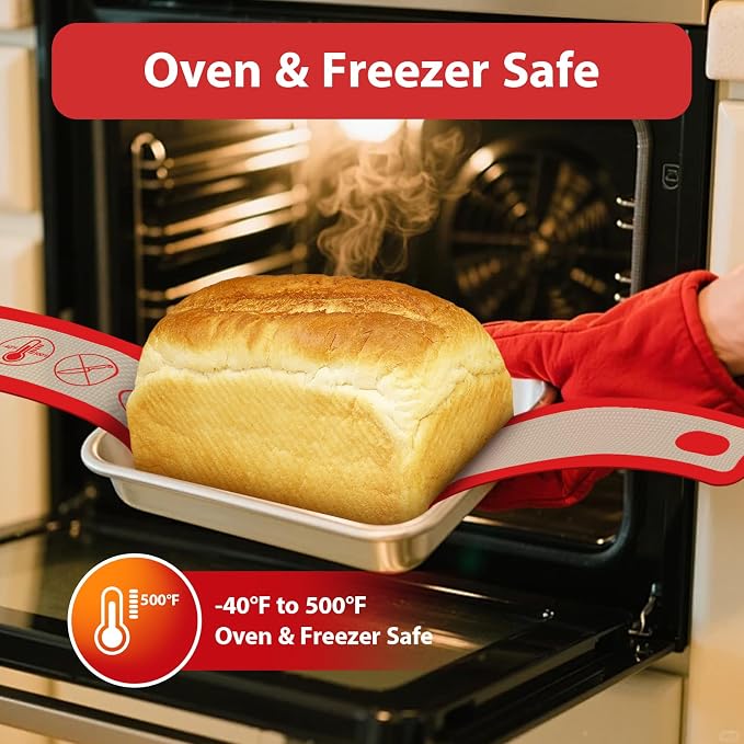 Silicone Bread Sling Oval and Round, 2Pcs Non-Stick Reusable Bread Sling, Sourdough Tools & Dutch Oven Accessories, Red