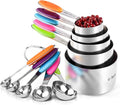 Measuring Cups : U-Taste 18/8 Stainless Steel Measuring Cups and Spoons Set of 10 Piece, Upgraded Thickness Handle (Multicolors) | Upgraded Thickened Handle, Reinforced Welded Joints, Nested Stackable Design, Metal Measure Set for Kitchen Baking Cooking