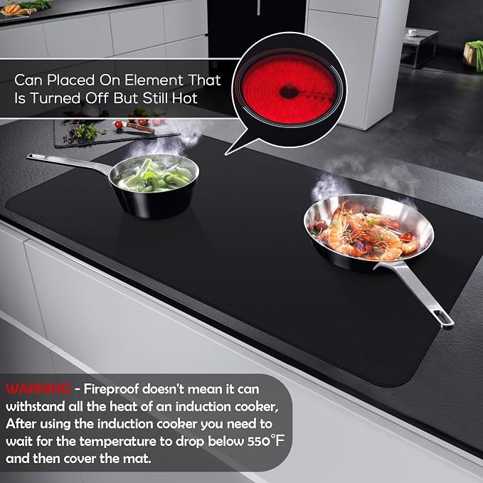 FLASLD Stove Top Covers - Glass Top & Ceramic Cooktop Protectors, Full Covers for Electric Stovetop, Black-2132 inch