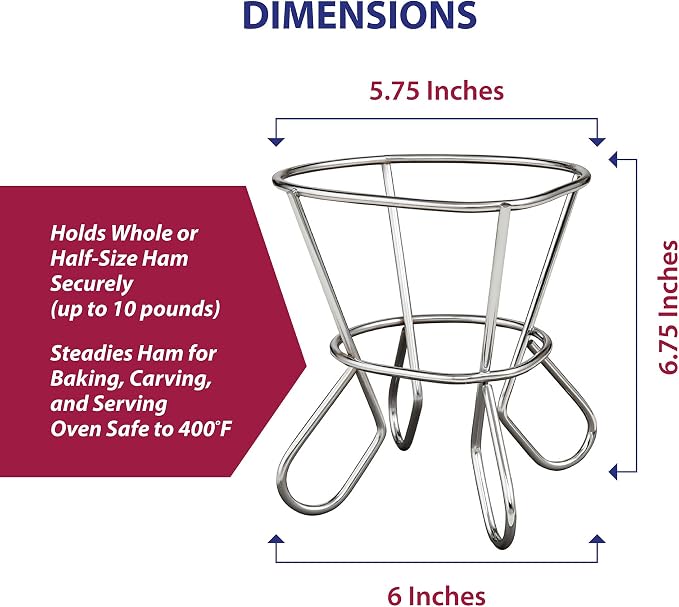 HIC Kitchen Roasting Wire Spiral Ham Roasting Rack, Chrome-Plated Steel, For Baking And Carving Ham Up To 10-Pounds
