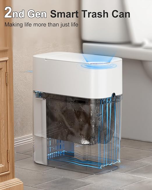 CTIME Touchless Automatic Bathroom Trash Can with Lid for Bathroom | Touchless trash can, Motion sensor,Waterproof trash can, Bathroom trash bin,Odor sealing, Bathroom privacy,Space-saving