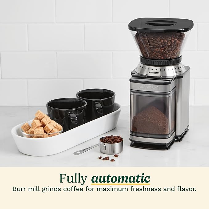 Cuisinart Electric Burr Coffee Grinder, 18-Position Selector, 4-18 Cups | Flat burr coffee bean grinder with 18 options, fine to coarse, & removeable, easy-to-clean 8 oz bean hopper, DBM-8P1