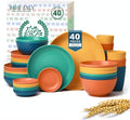 40-Piece Unbreakable Wheat Straw Dinnerwave Sets Plates and Bowls Sets for Kitchen, RV, Dorm, Lightweight Camping Dishes Set, Service for 8, Microwave and Dishwasher Safe Dish Sets (Multi)