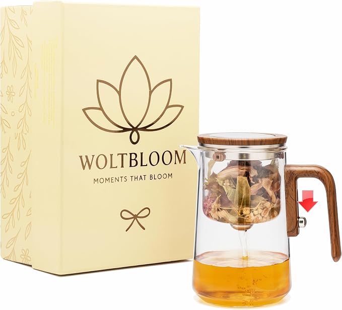 Magic Tea Pot - Modern Glass Infuser Tea pot - Water Separation Enchanted Teapot with Heat-Resistant Handle - Elegant Gift Box & Writable Card - Perfect for Loose Leaf Tea - 1000 ML (34oz)