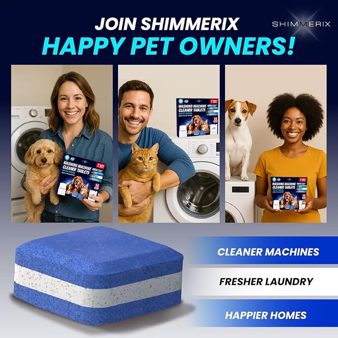Washing Machine Cleaner Pro Tablets for Pet Owners, 14 Pack, Front/Top Load | Remove Stubborn Pet Hair, Washer Deep Cleaning, Septic Tank Safe, HE Support, Eliminates Pet Smells, Prevents Dander Build-up