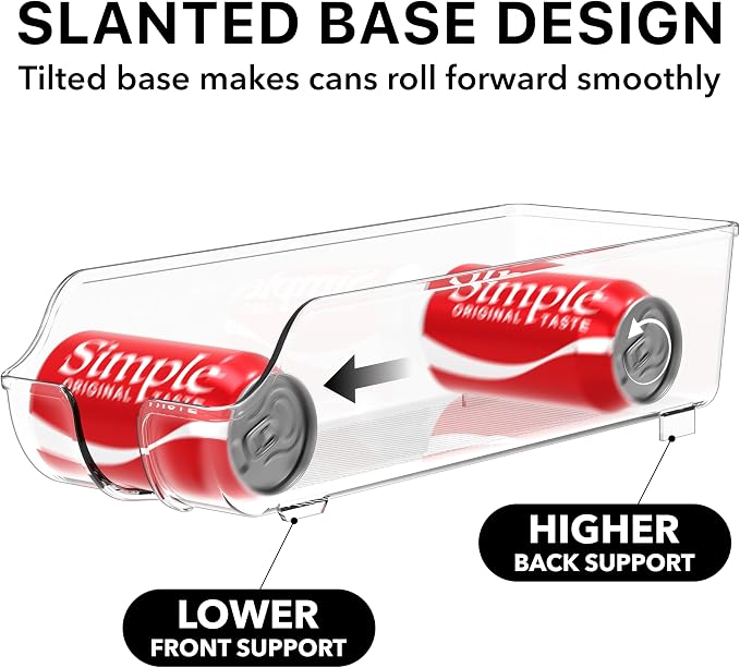 Simple Houseware Soda Can Organizer Dispenser Refrigerator/Pantry, Set of 6 | Clear