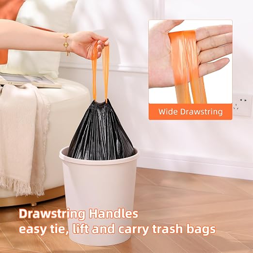 funest Trash Bags, 4 Gallon Small Drawstring Garbage Bags 75 Counts, Thick Plastic Wastebasket Liners for Bathroom Toilet Office Bedroom