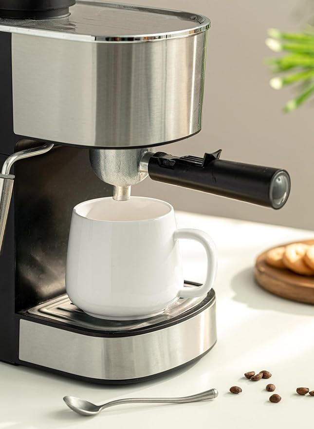 Teocera Coffee Mugs Set of 6-12oz Chip-Resistant Ceramic Cups with Ergonomic Handle | Dishwasher & Microwave Safe White Mugs | Keeps Beverage Hot, Perfect for Family Kitchen & Holiday Gifts