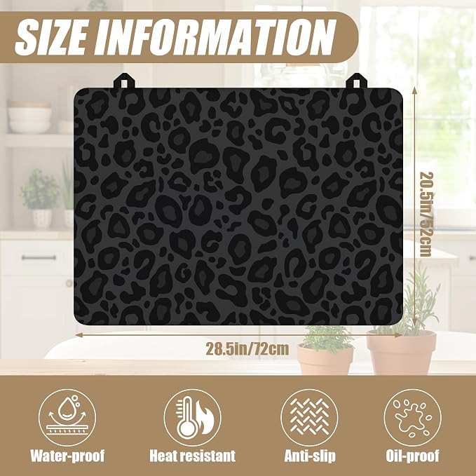 Black Leopard Stove Top Covers for Electric Stove, Electric Gas Stove Pad Heat Resistant Range Cooktop Protector for Home Decor Kitchen 28"x20"