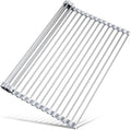 Tomorotec Roll Up Dish Drying Rack Over Sink, 304 Steel, 21x15.5, Marble | Anti-Slip Silicone Rims For Grip, Heat-Resistant Trivet Mat Holding Heavy Cookware, Rustproof Kitchen Counter Space Saver