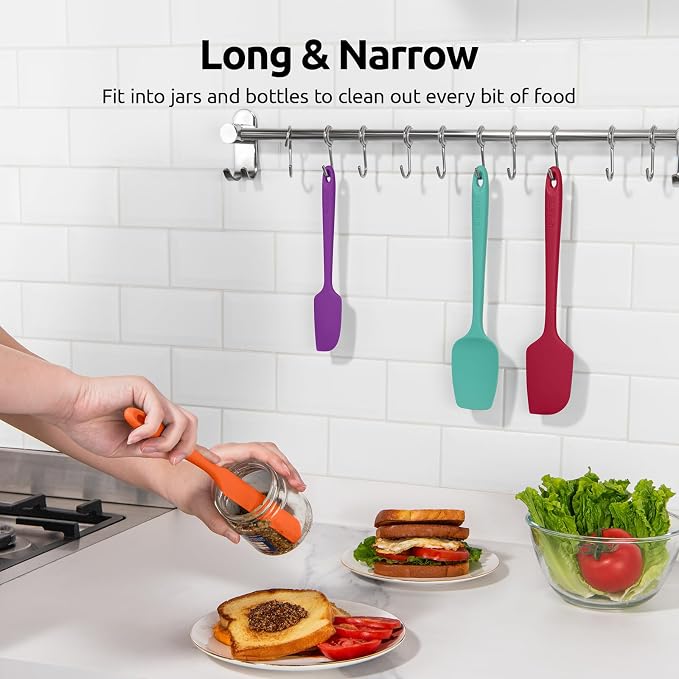 U-Taste Silicone Spatula Set 600°F High Heat Resistant, 4-Pcs, Multicolor | Food Grade Hot-Proof Seamless Rubber Scraper, Kitchen Flexible Silicon Cooking Utensil Set, Diswasher Safe Baking Supplies