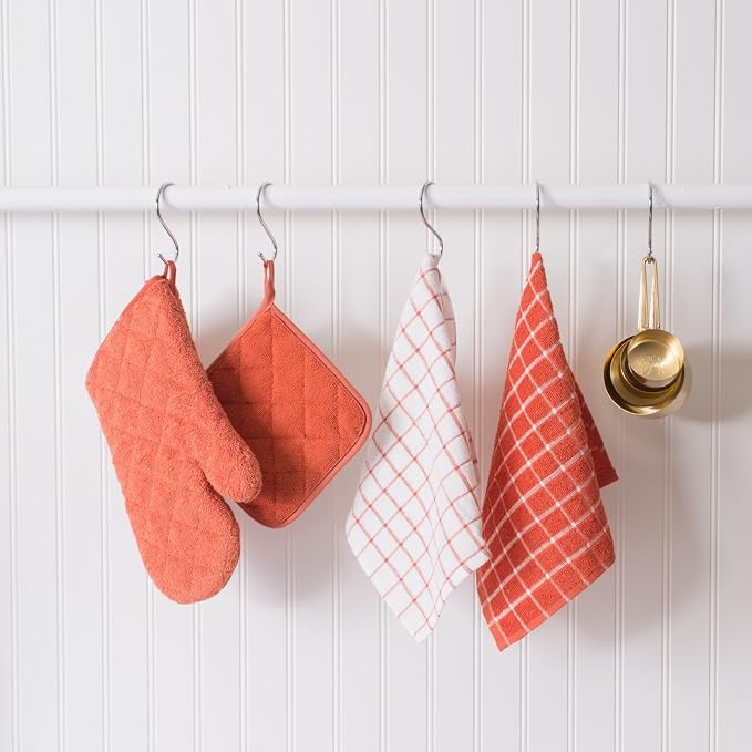 DII Basic Terry Collection 100% Cotton Quilted, Oven Mitt, Spice, 2 Piece