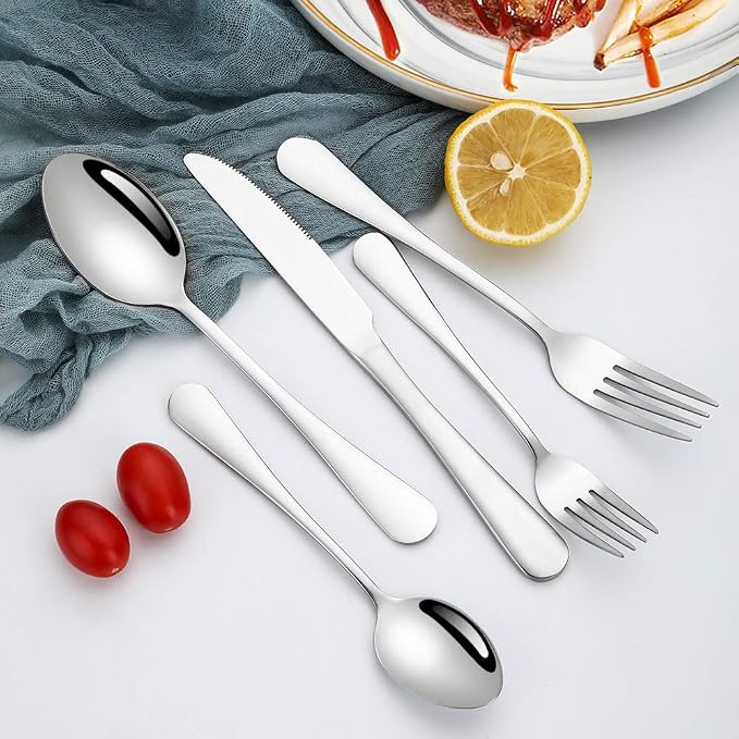 Silverware Set for 4, Flatware Utensil Cutlery Set 20 Piece | Premium Stainless Steel Tableware Set, Include Knife Fork Spoon, Mirror Polished, Dishwasher Safe, for Any Dinner or Weddings