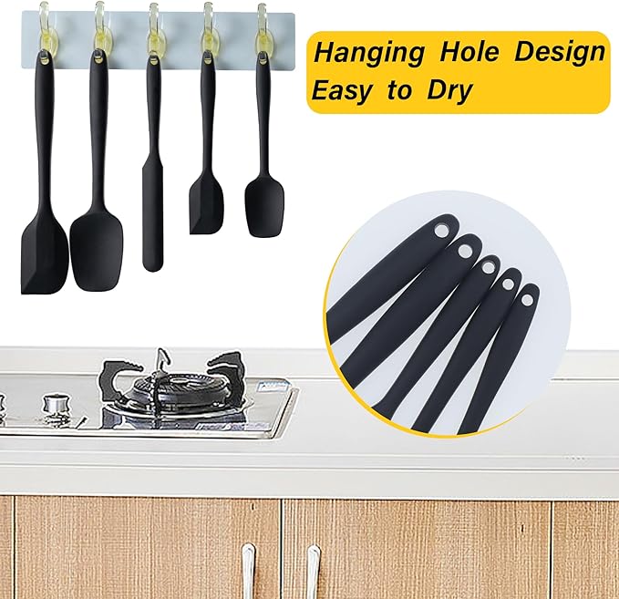 Silicone Spatula Set,5 Piece Food Grade Rubber Spatulas,Grey | Spatulas Silicone Heat Resistant for Baking,Cooking,and Mixing High Heat Resistant Non Stick Dishwasher Safe BPA-Free