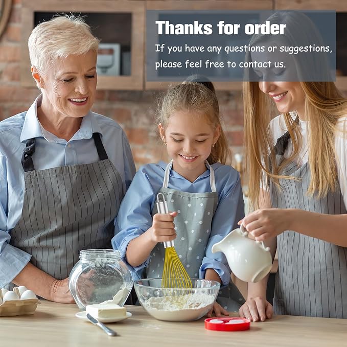 OYV Yellow Silicone Whisk Set of 3, 8/10/12 Inch, Non-Scratch | BPA-Free Silicone, Heat Resistant Up to 480°F, Stainless Steel Core, Dishwasher Safe, Nonstick-Safe