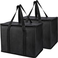 Bodaon 1-Pack Insulated Reusable Grocery Shopping Bags, X-Large, Black | Picnic Cooler Bag with Zippered Top Cold, Insulated Food/Pizza Delivery Bag for Commercial Rideshare, Collapsible Tote Bags