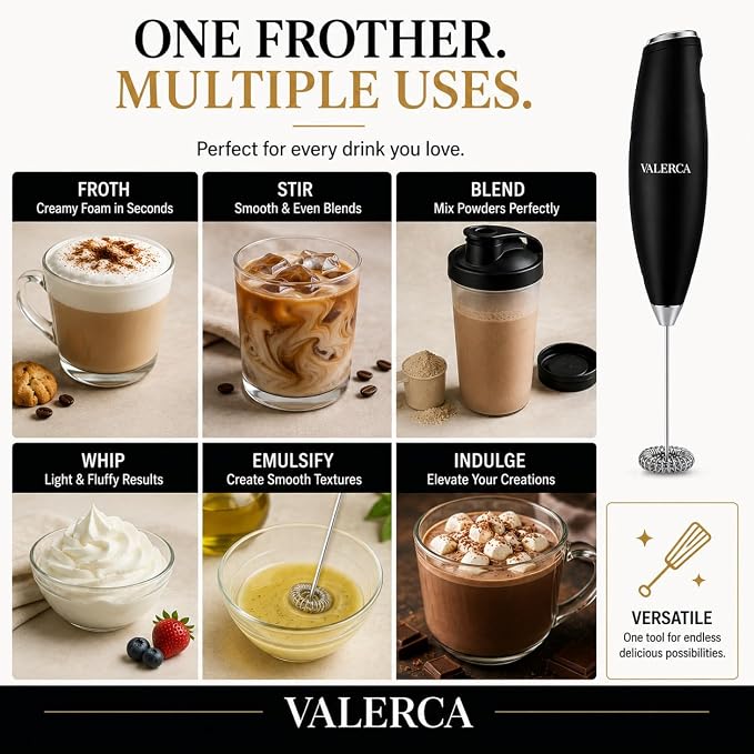 Espumador de Leche Eléctrico, Batidora de Mano Ultrarápida