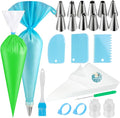 122Pcs Piping Bags and Tips Set, 100pcs 12 Inch Disposable Piping Bags, 16 Inch Reusable Icing Pastry Bags, Anti Burst Frosting Bags, Cake Decorating Bags Kit Supplies for Baking Cupcake Cookies Tools