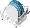 Mini in Sink Dish Drying Rack - Stainless Steel for RV Kitchen | Small Design for Apartments, Angled Corners Fit Square & Round Sinks, Utensil Holder, Cup Hooks, 9.5" W x 13.4" L
