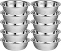 10 Pack 10.24 x 2.76 Inch Stainless Steel Mixing Bowls for Bulk Food Prep with Nesting Design for Hotel Restaurant and Home Kitchen Cooking in Silver