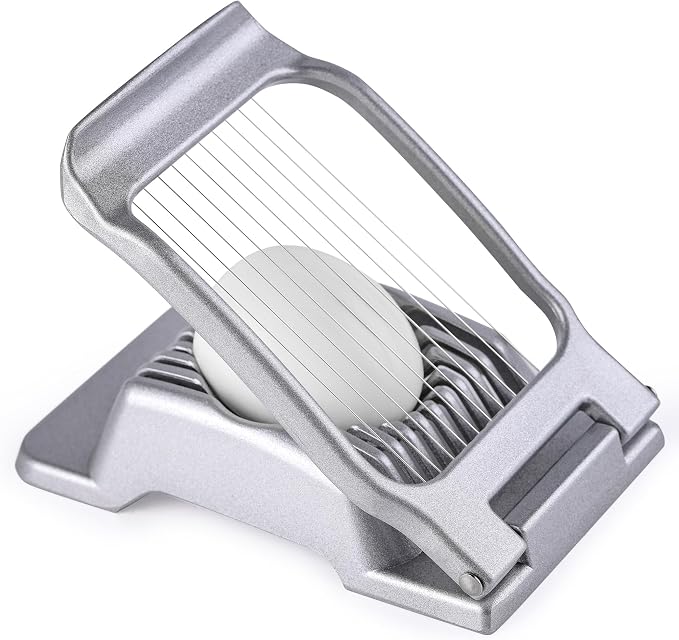 Multipurpose Heavy Duty Aluminium Egg Slicer, Stainless Steel Wire, Sliver | Dishwasher Safe, Rust Resistant, Egg Cutter for Hard Boiled Eggs, Soft Food and Soft Fruit, Salads, Butter, Cheese, Spam