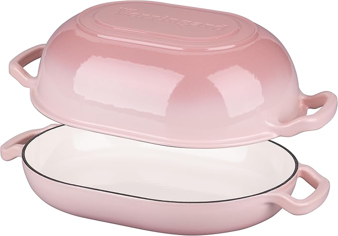 VORRINGARD Enameled Cast Iron Sourdough Bread Oven, Dutch Oven, Loaf Cast Iron Bread Pan for Homemade Bread Baking, Meatloaf Pan with Lid, 7QT, Pink