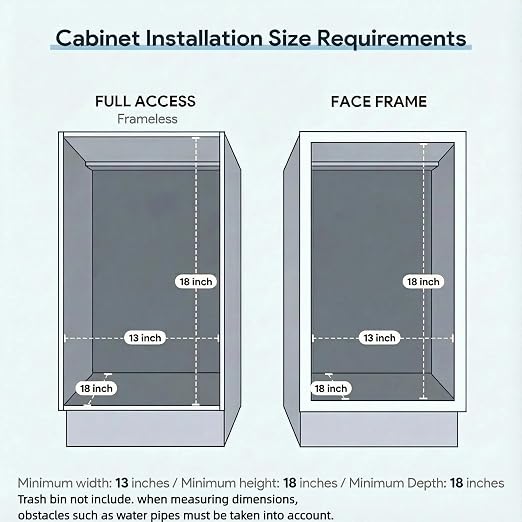 Pull Out Trash Can Under Cabinet & Under Sink, Heavy Duty Slider Organizer | Adjustable Cabinet Garbage Can Rack, Fits 30-40Qt Bins, Requires 13"W x 18"D Cabinet Opening, Chrome Finish, Can Not Included